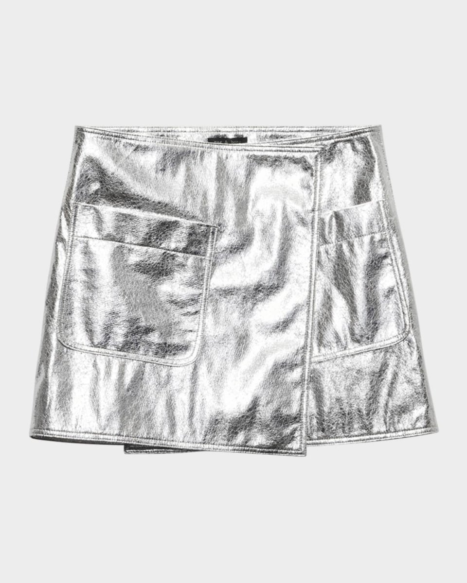 Kyla Foil Faux Leather Wrap Skirt